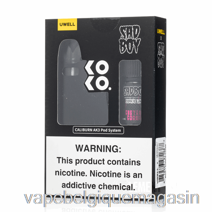 Vape Jetable Uwell X Dv Caliburn Ak3 Kit + 50mg Sel De Nic [noir] Sadboy - Custard Cookie